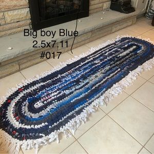 ‘Big boy, blue’ handmade, crocheted rug